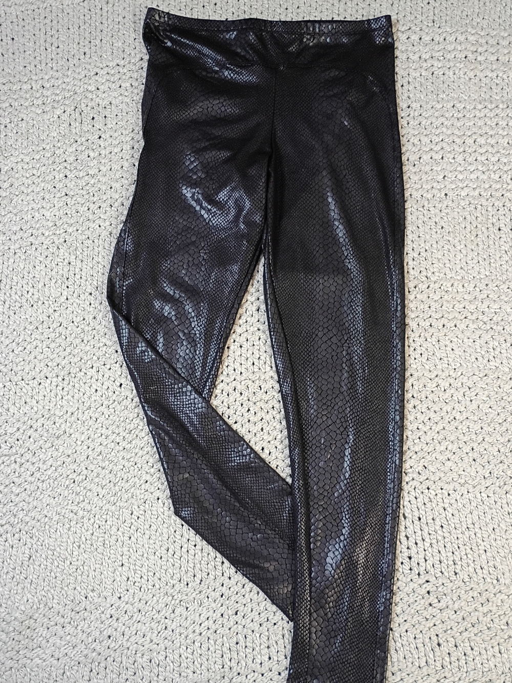 Compli K Textured Faux Leather Snakeskin Black Leggings Baddie Large